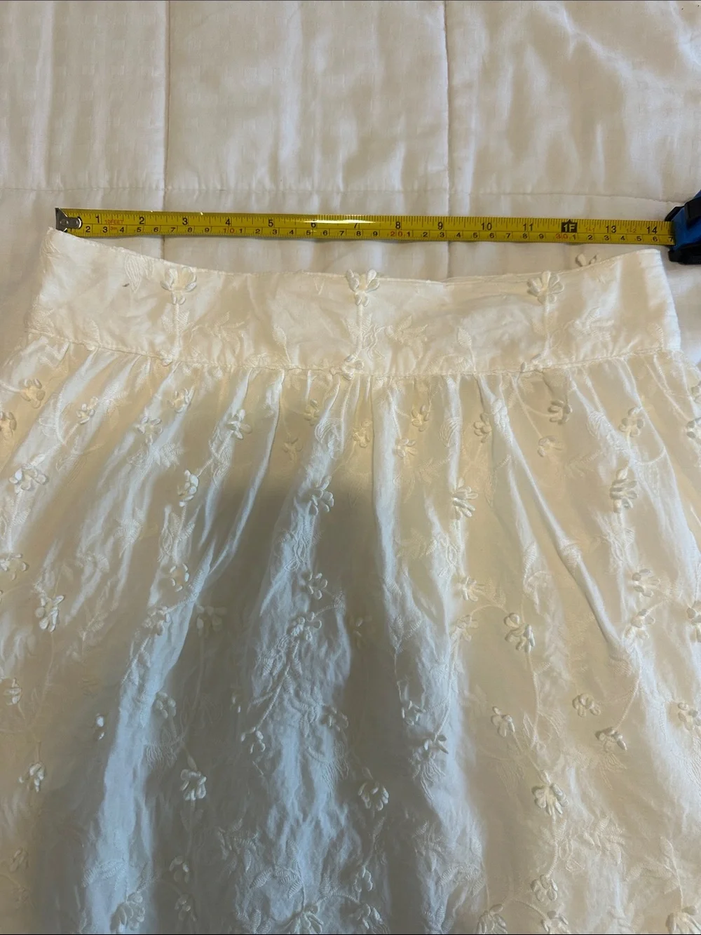 Delicate Cream A-Line Embroidered Midi Skirt - Picture 9 of 13